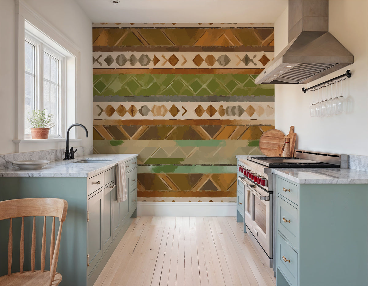 Aztec Stripes Mural Wallpaper - room preview 04