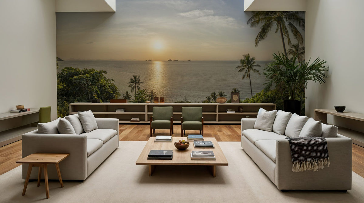 Golden Palm Shore Mural Wallpaper - room preview 04