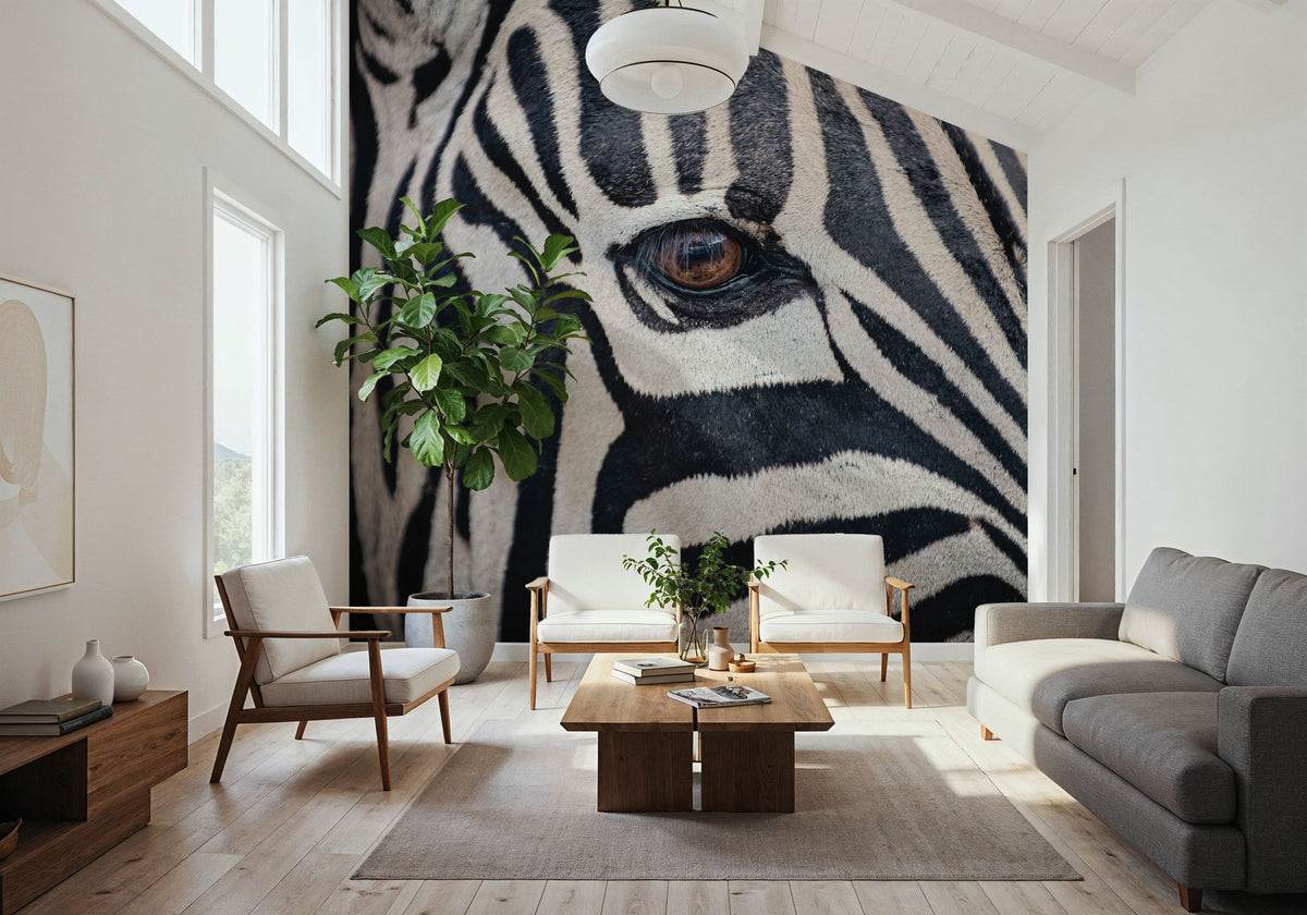 Zebra Face Mural Wallpaper - room preview 04