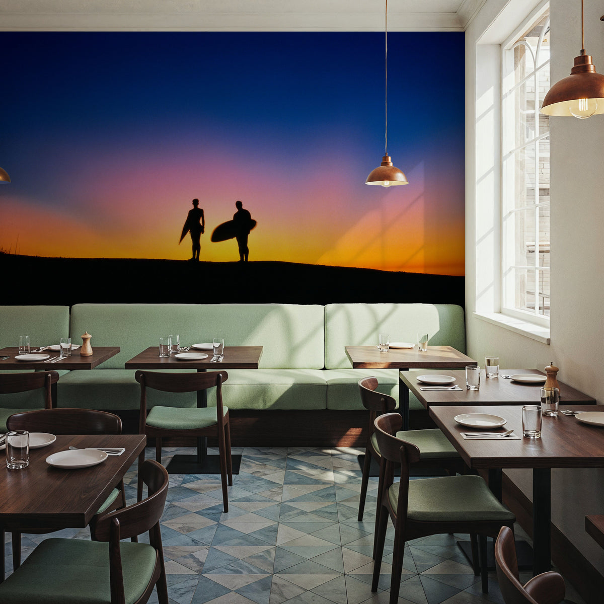 Sunset Surfers Mural Wallpaper - room preview 04