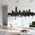 Oklahoma City Skyline Black & White Mural Wallpaper - room preview 04