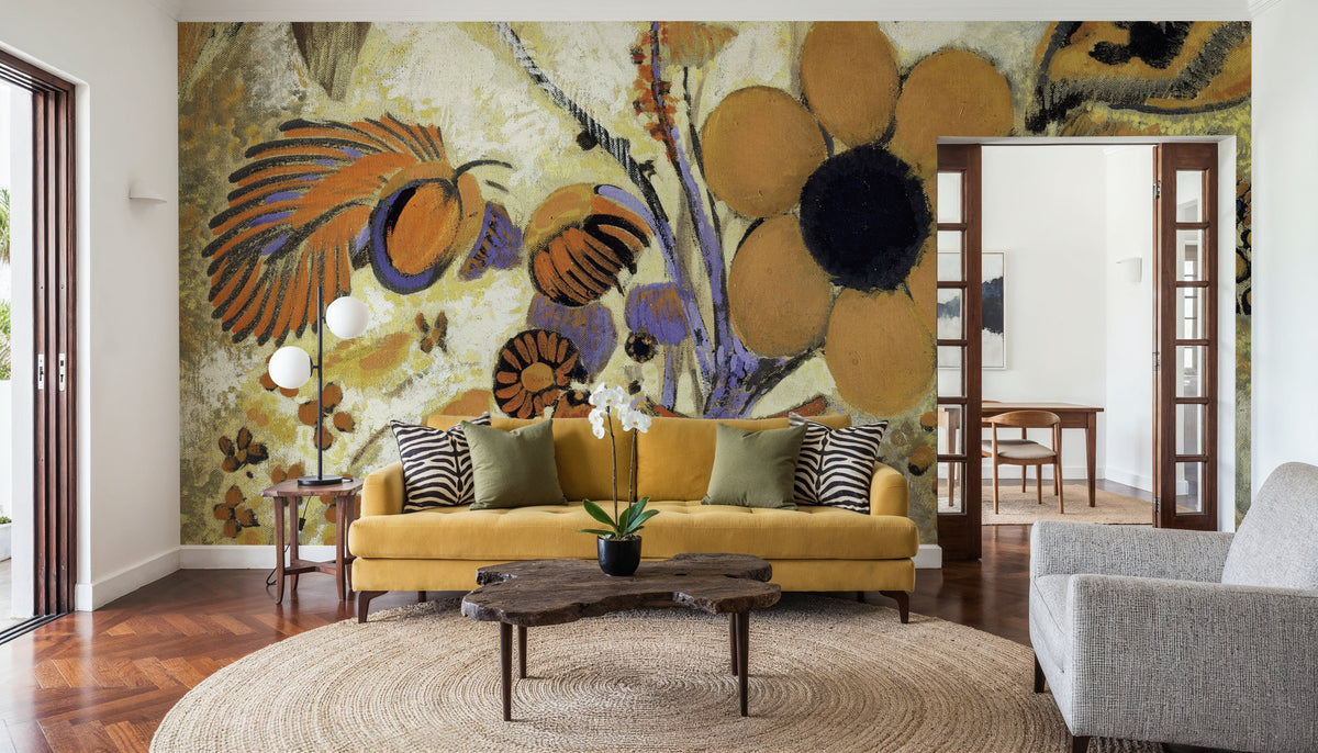 Etruscan Vase with Flowers Mural Wallpaper - Red Tone - room preview 04