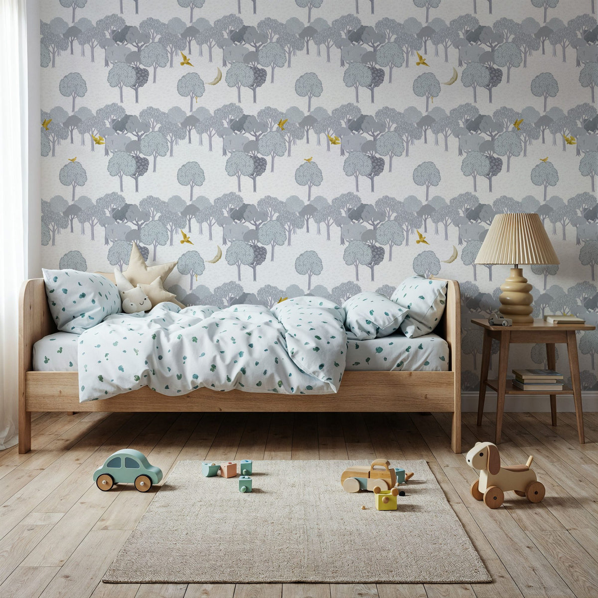 The Key to the Forest, Grey Mural Wallpaper - room preview 04