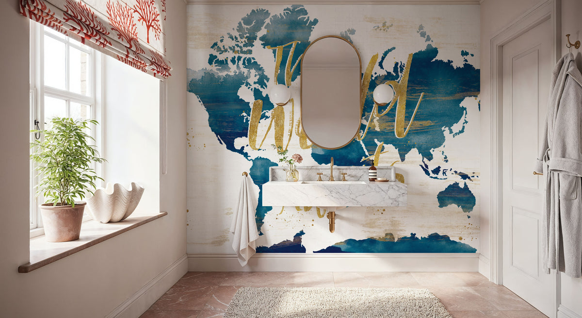 Desert Bloom Map in Writing Mural Wallpaper - room preview 04