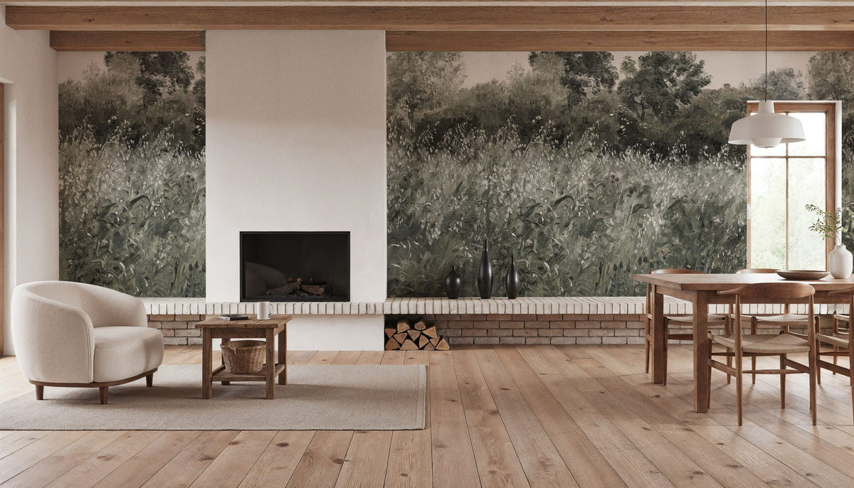 Meadow Whisper, Pine Green Mural Wallpaper - room preview 04