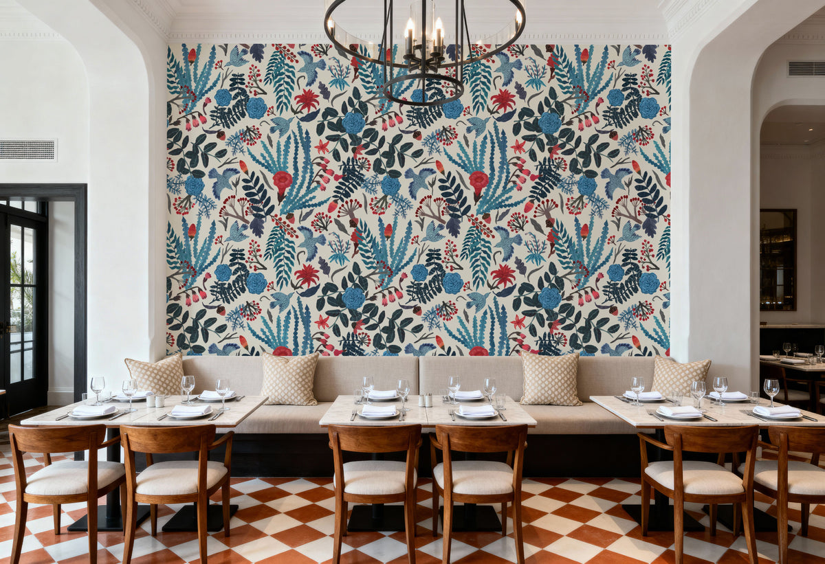 Wonderland Birds, Light Mural Wallpaper - room preview 04