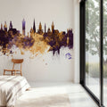 Glasgow Scotland Skyline Purple & Gold Mural Wallpaper - room preview 04