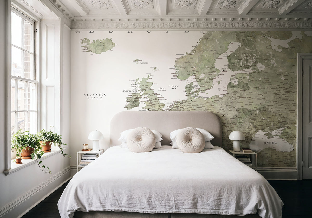 Europe Map Detailed - Livia Mural Wallpaper - room preview 04