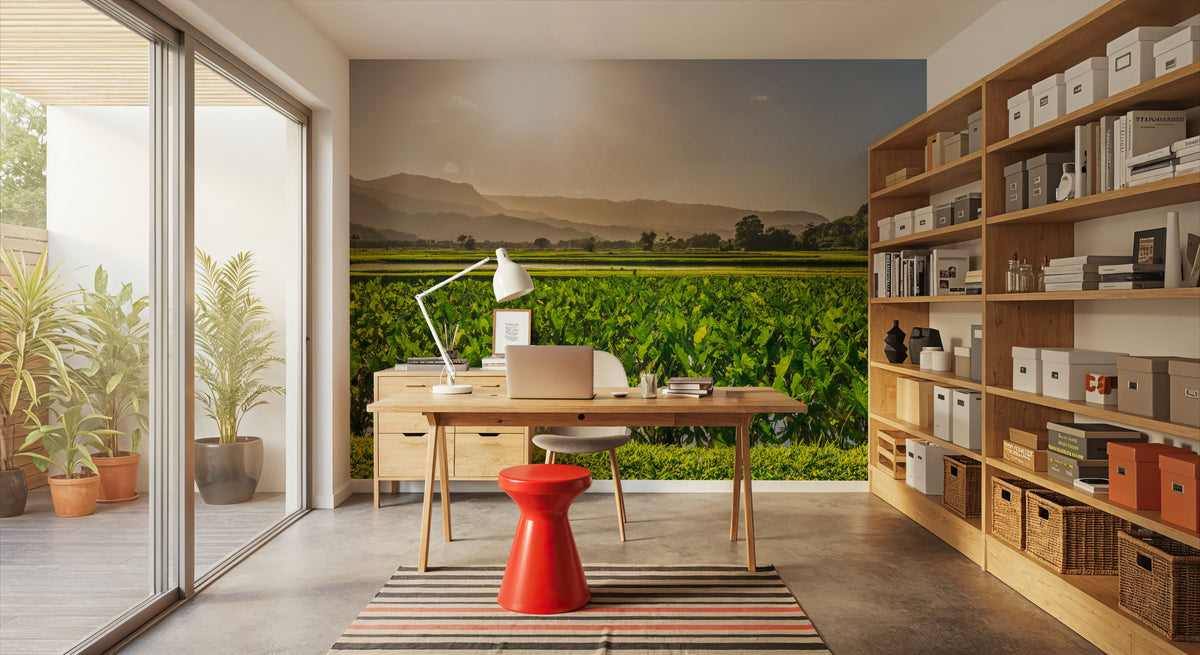 Golden Field Sunset Mural Wallpaper - room preview 04