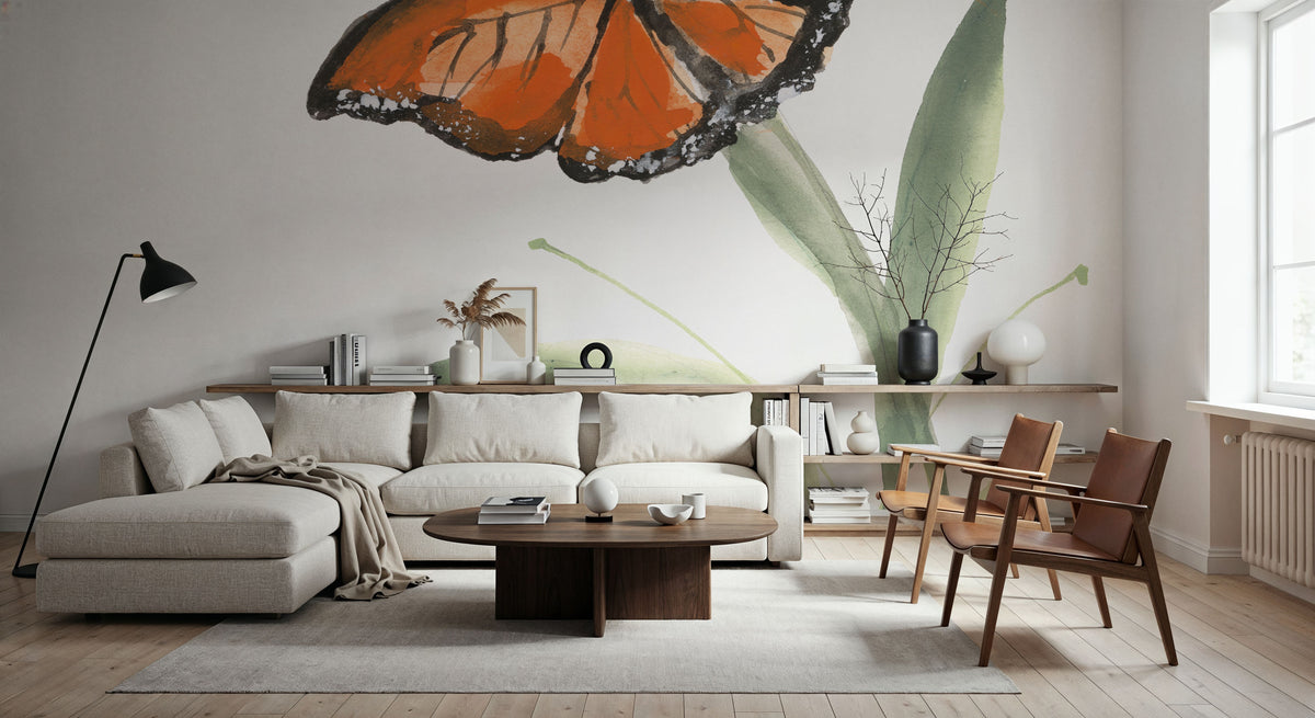 Butterfly Orange I Mural Wallpaper - room preview 04