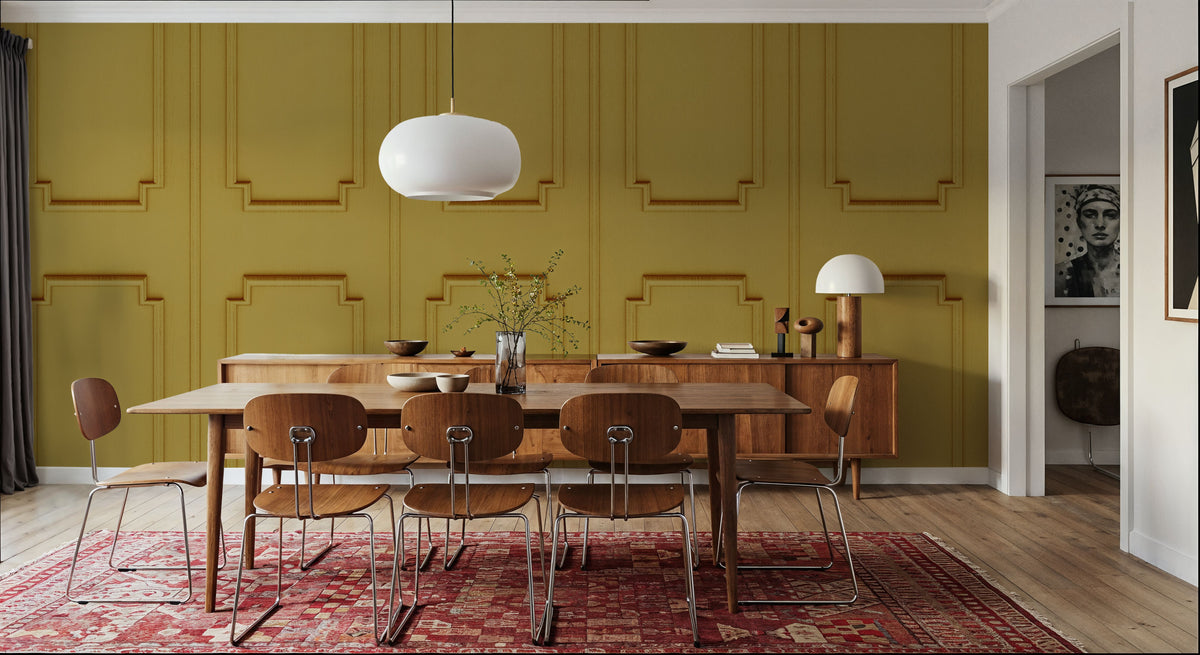 Faux Wall Panel Moulding, Sunflower Yellow Mural Wallpaper - room preview 04