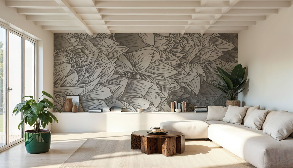 Chasing Dahlia Gray Mural Wallpaper - room preview 04