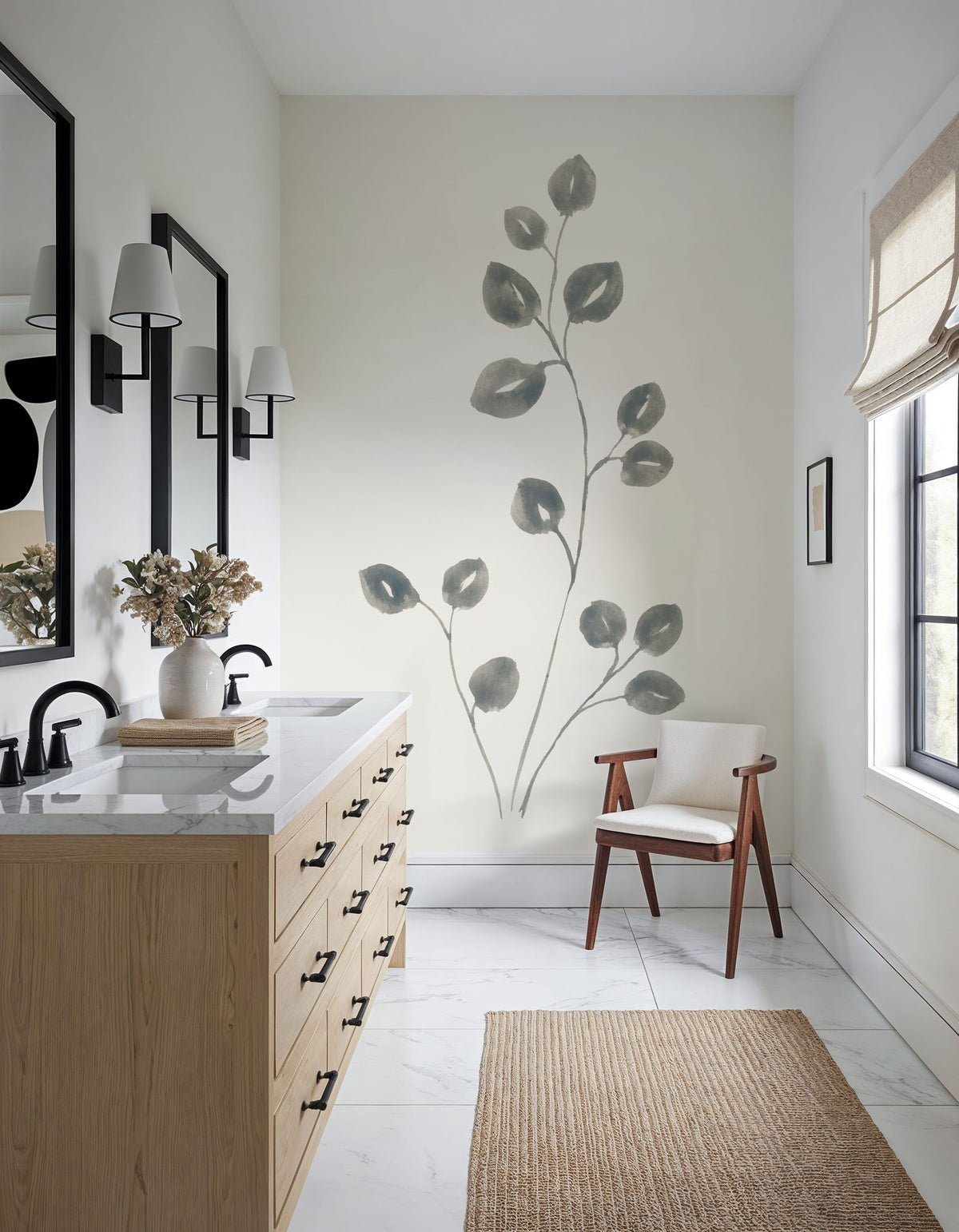 Linen Leaves II Mural Wallpaper - room preview 04