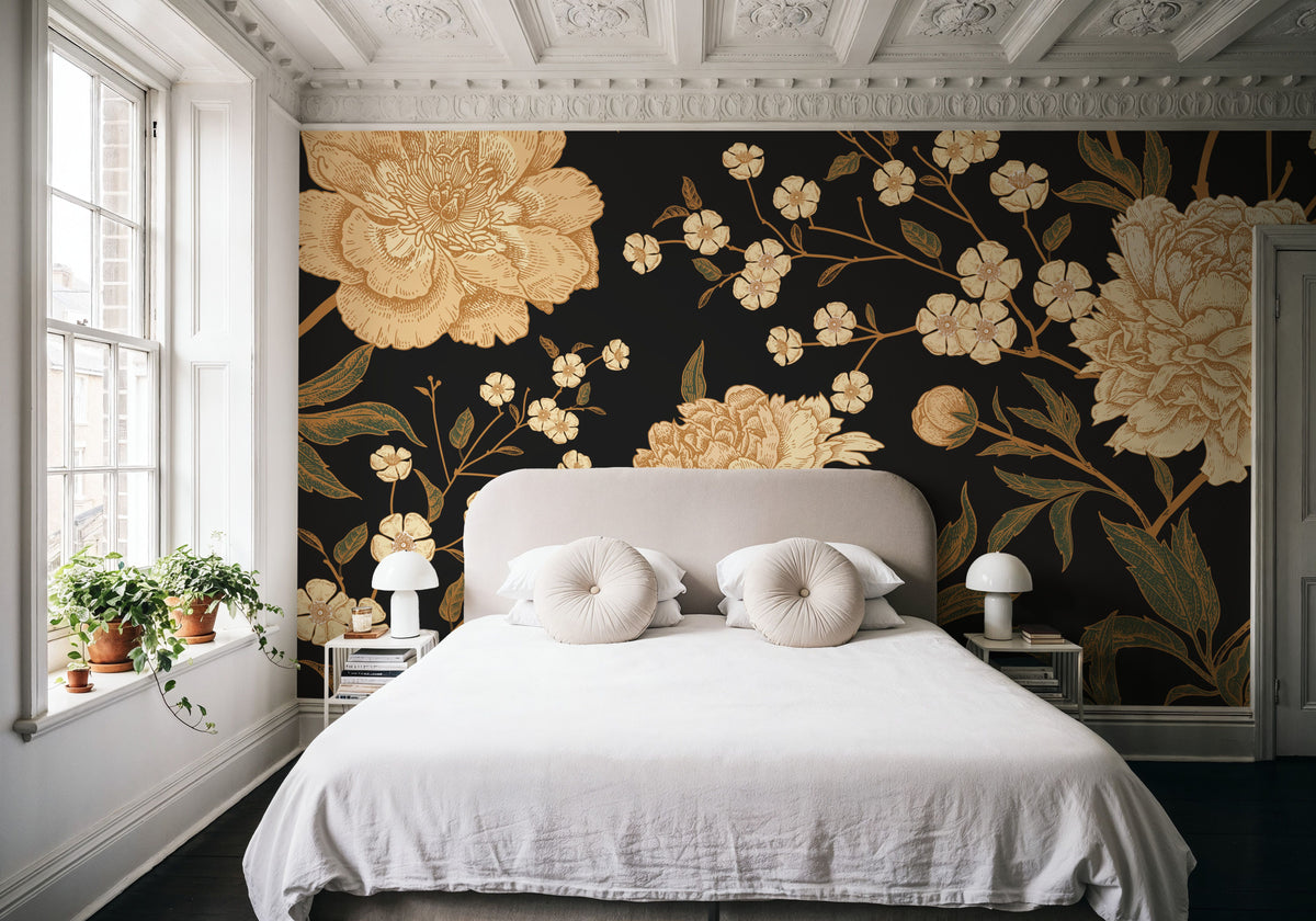 Vintage Peonies Mural Wallpaper - room preview 04