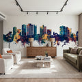 San Mateo California Skyline Blue & Bronze Mural Wallpaper - room preview 04