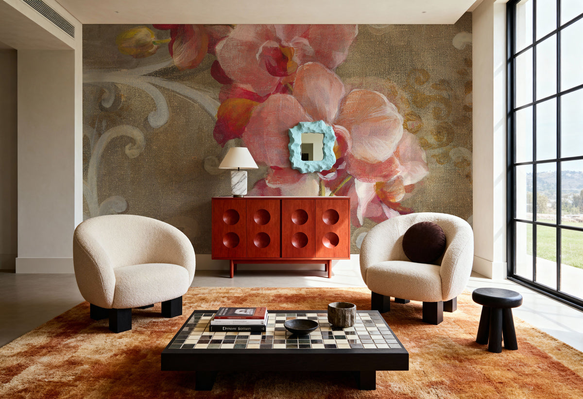 Pink Orchid Mural Wallpaper - room preview 04