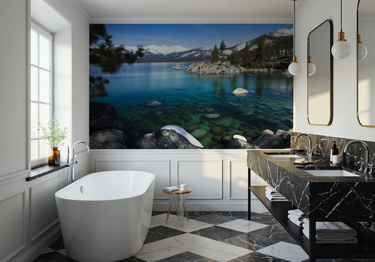 Crystal Alpine Lake Mural Wallpaper - room preview 04