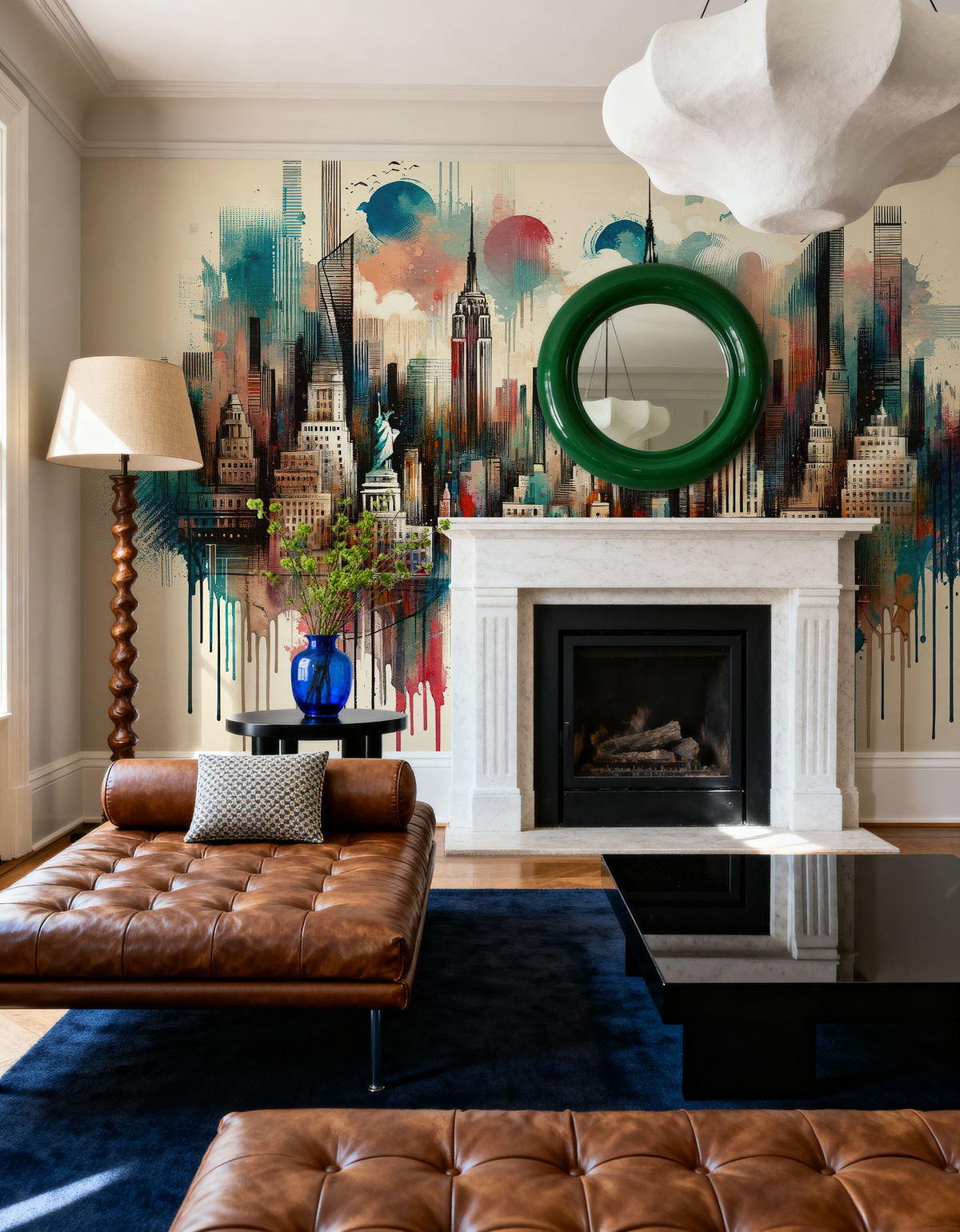 Watercolor New York Skyline Mural Wallpaper - room preview 04