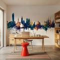 Wroclaw Poland Skyline Blue & Bronze Mural Wallpaper - room preview 04