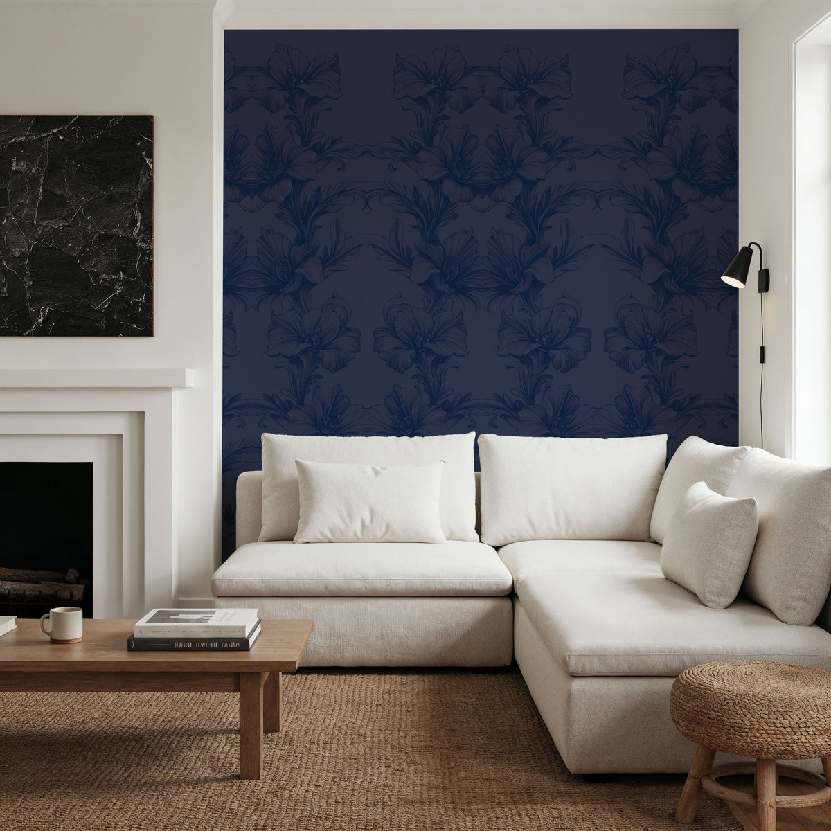 Flower Bridges Blue Mural Wallpaper - room preview 04