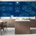 Truck Blueprint Mural Wallpaper - room preview 04