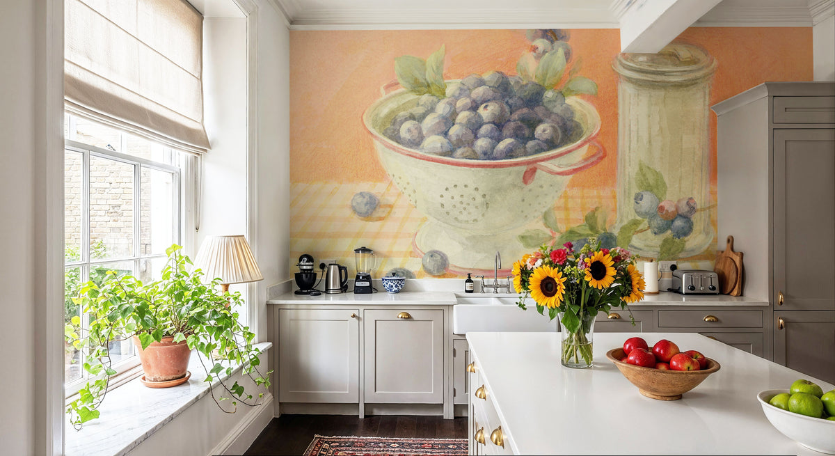 Fresh Picked Blueberries Mural Wallpaper - room preview 04