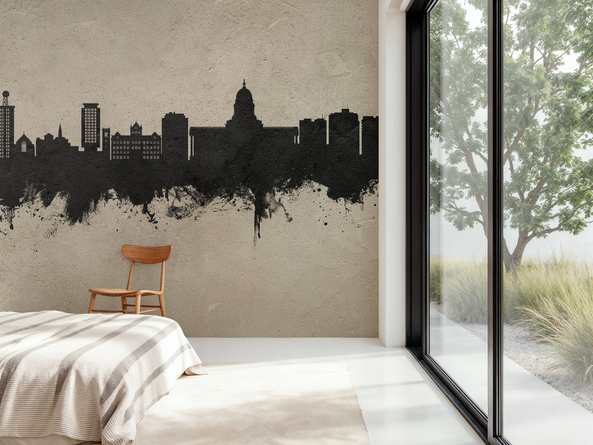 Madison Wisconsin Skyline Concrete Mural Wallpaper - room preview 04