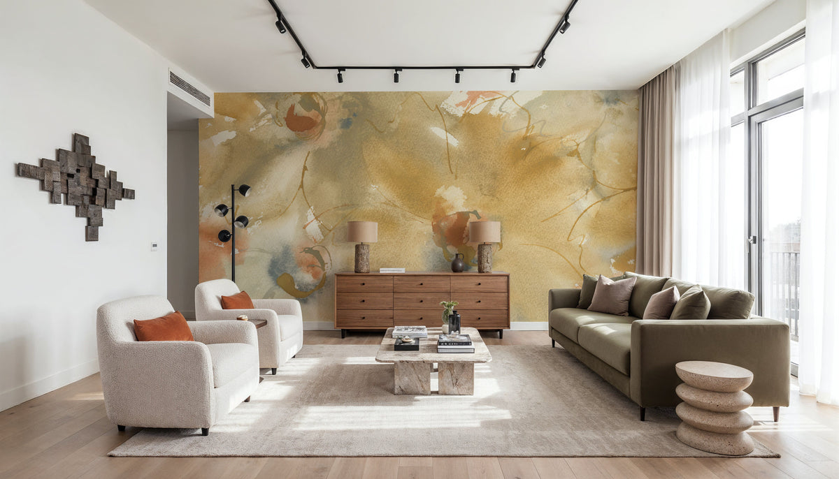 Neutral Blooms Mural Wallpaper - room preview 04
