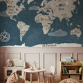 Scandi Map Blue Mural Wallpaper - room preview 04