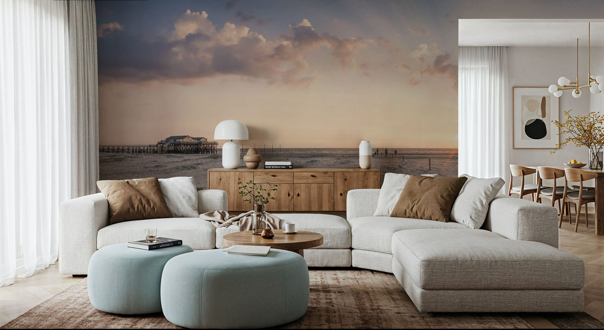 Stilt House Sunrise Mural Wallpaper - room preview 04