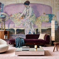 Woman Seated on Interior Sofa Mural Wallpaper - room preview 04