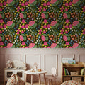 Happy Flowers, Pine Green Mural Wallpaper - room preview 04