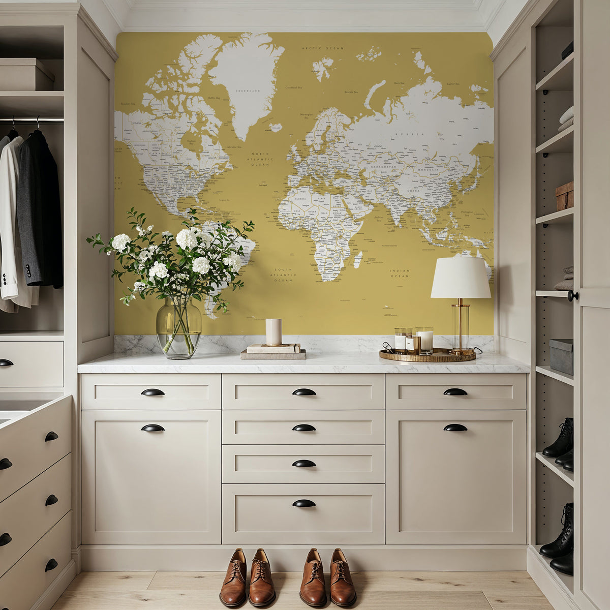 World Map Cities - Andrew Mural Wallpaper - room preview 04