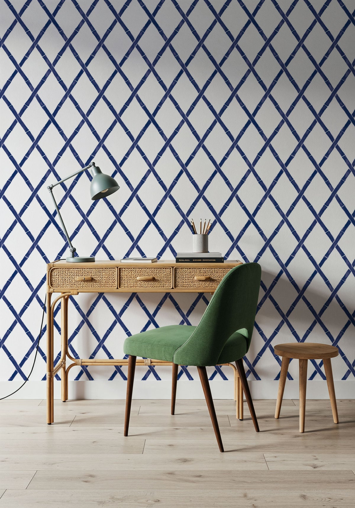 Sino Shapes White Mural Wallpaper - room preview 04