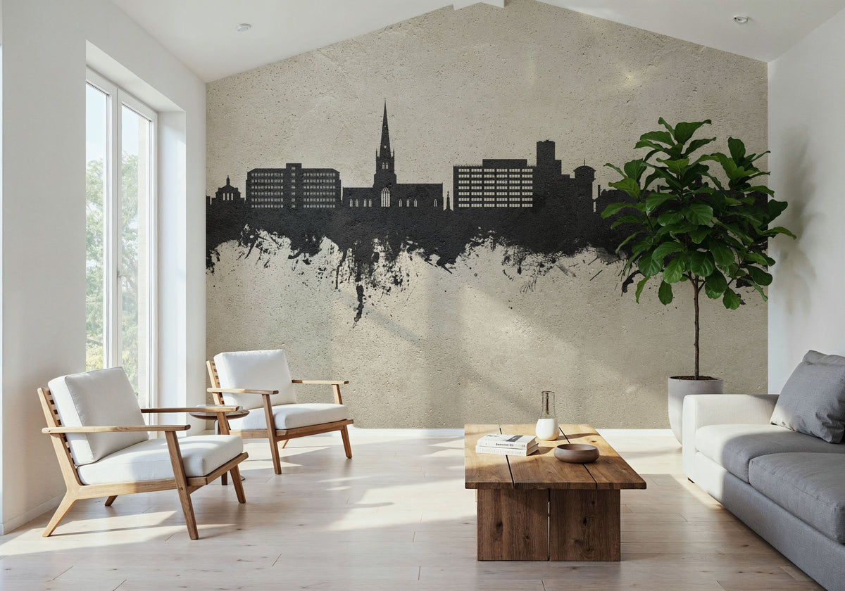 Solihull England Skyline Concrete Mural Wallpaper - room preview 04