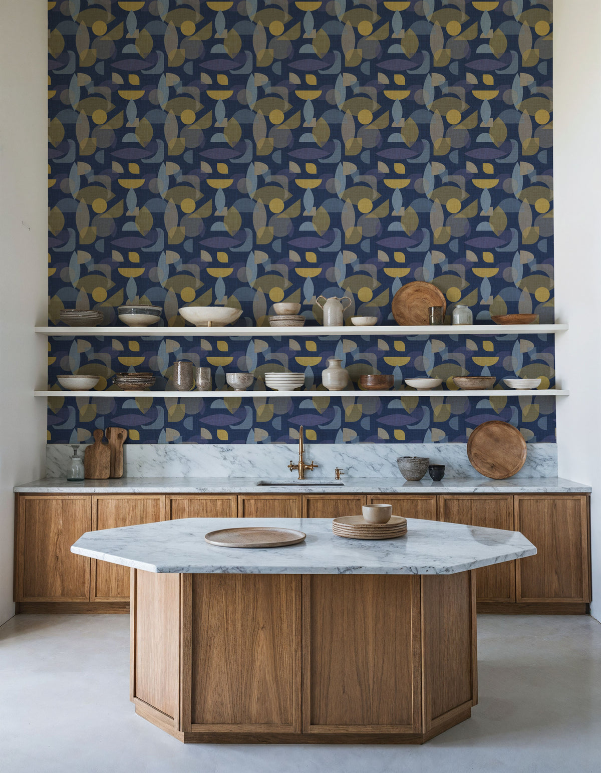 Homley Geometry, Navy Mural Wallpaper - room preview 04