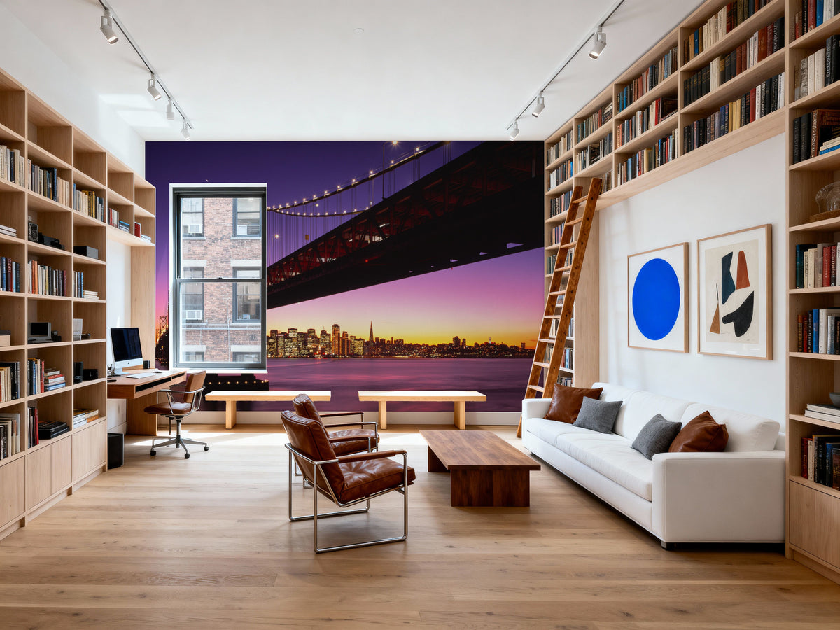Golden Hour Bridge Mural Wallpaper - room preview 04