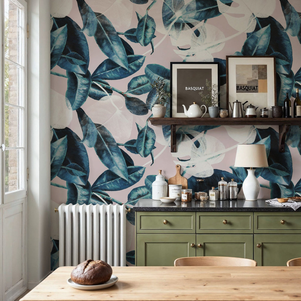 Pink Leaves Mural Wallpaper - room preview 04