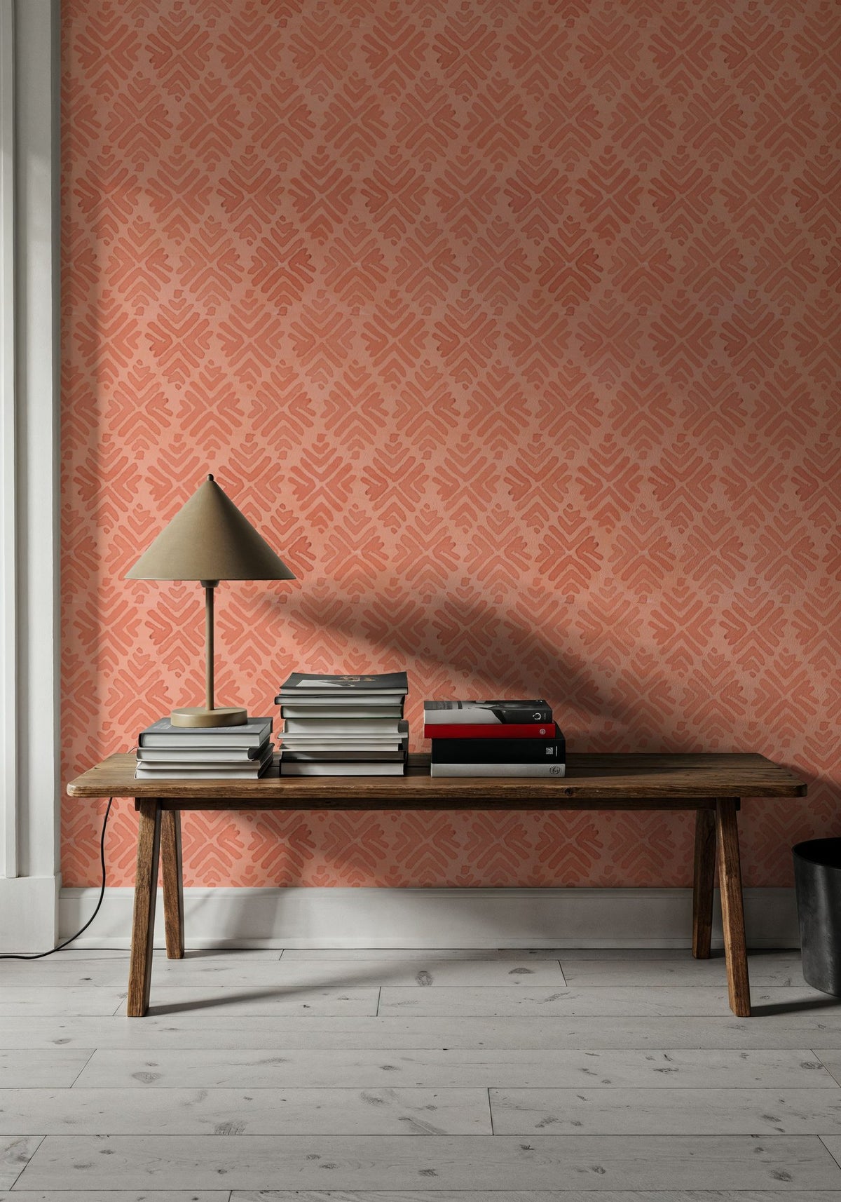 Bohemian Leaves Orange Mural Wallpaper - room preview 04