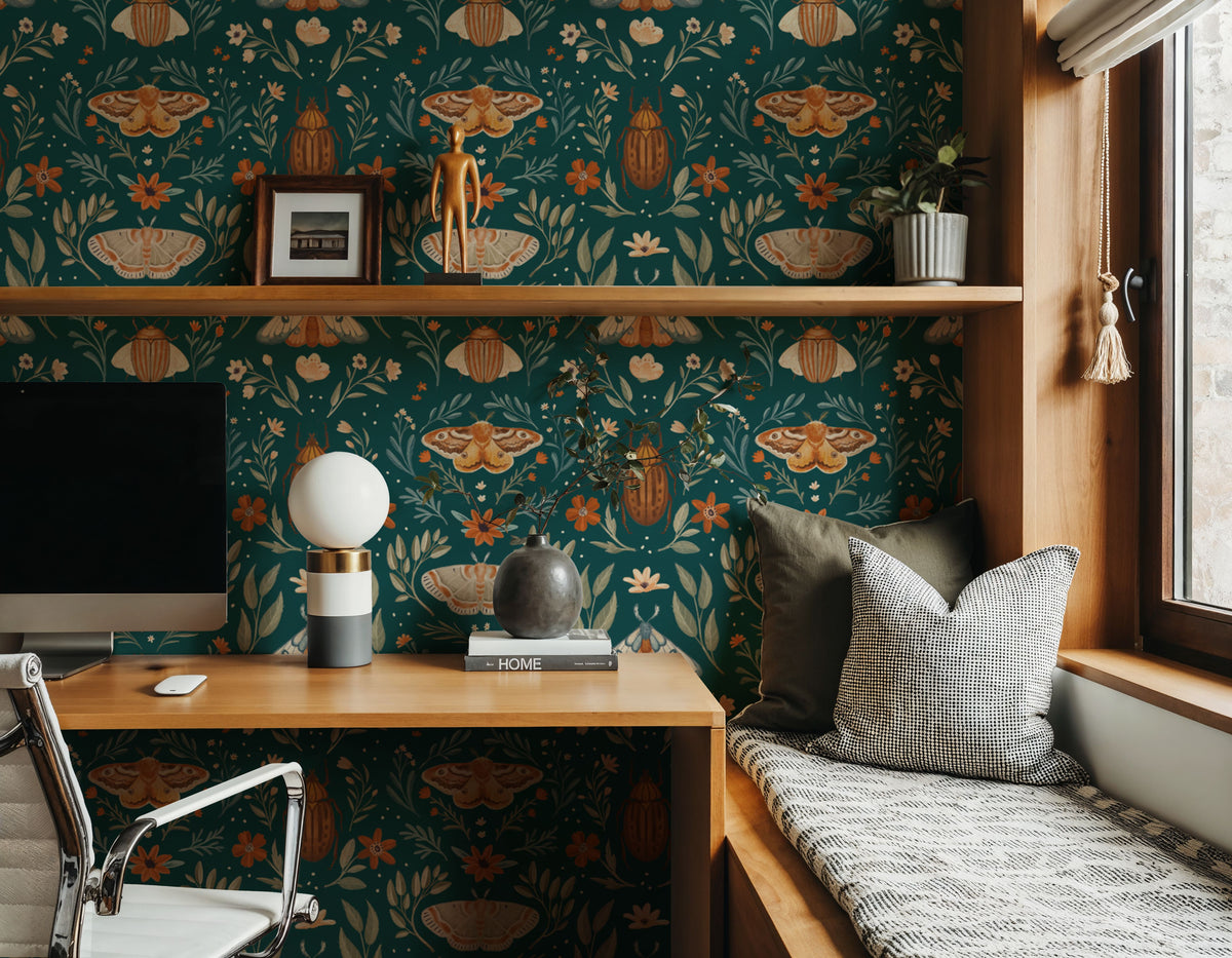 Papilion Chase Green Mural Wallpaper - room preview 04