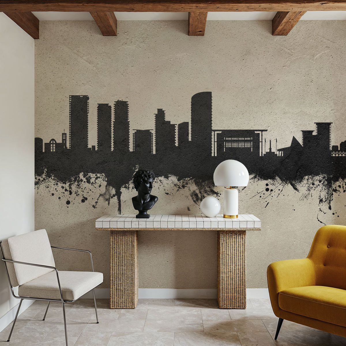 Darwin Australia Skyline Concrete Mural Wallpaper - room preview 04