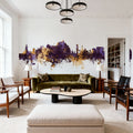 Jersey Channel Islands Skyline Purple & Gold Mural Wallpaper - room preview 04