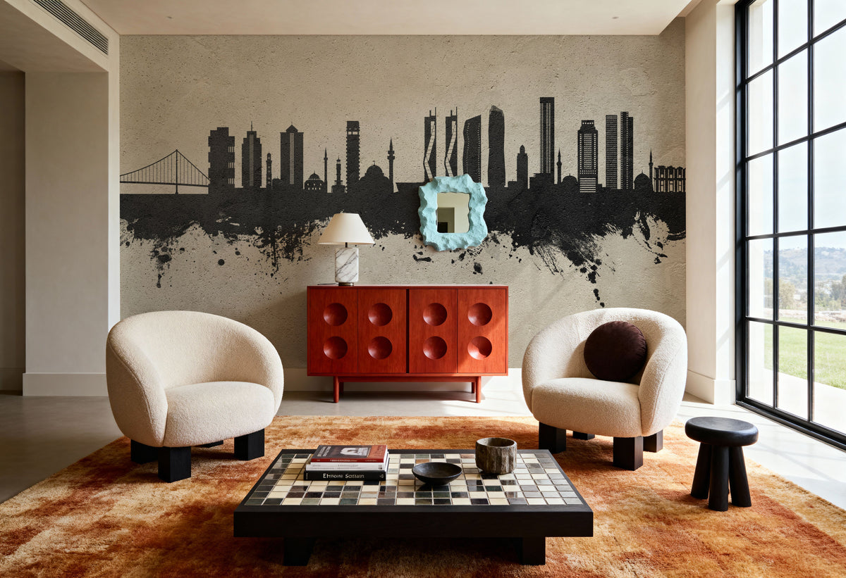 Izmir Turkey Skyline Concrete Mural Wallpaper - room preview 04
