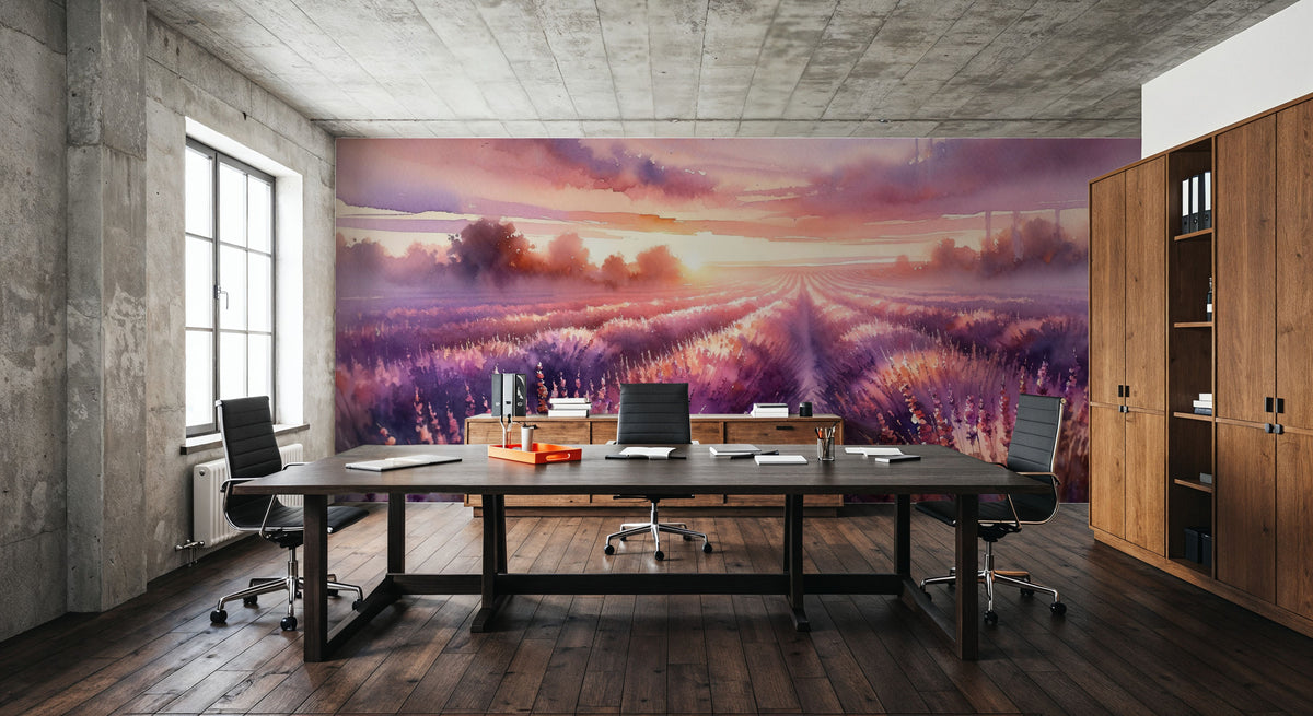 Dawn's Embrace in Lavender Fields Mural Wallpaper - room preview 04