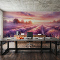 Dawn's Embrace in Lavender Fields Mural Wallpaper - room preview 04