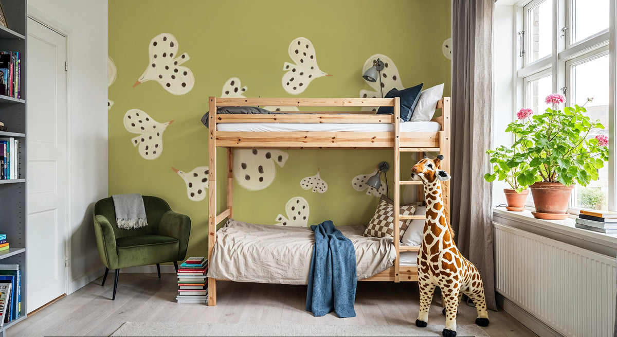 Birds Flying High, Lime Mural Wallpaper - room preview 04