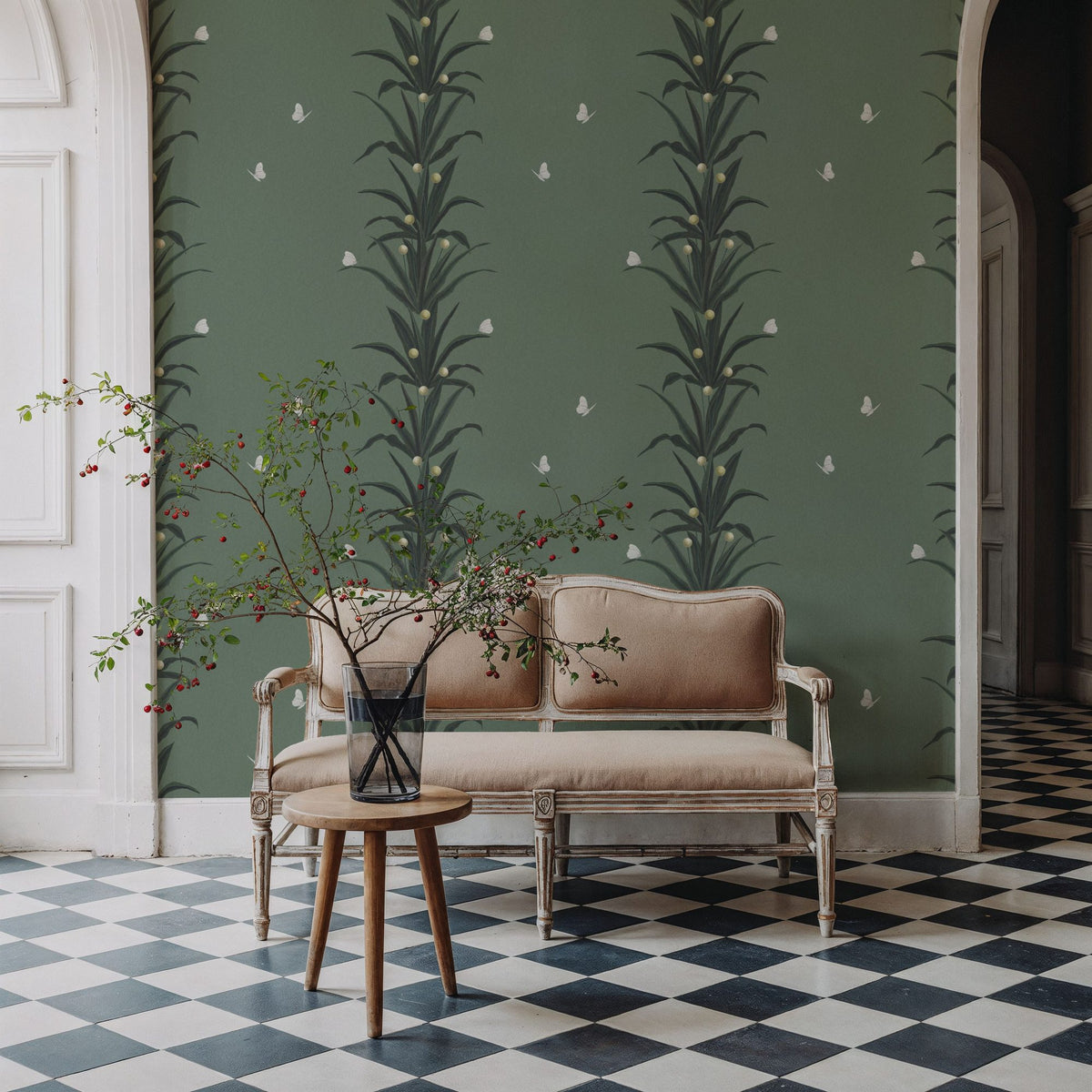 Foliage & Butterflies - Sage Mural Wallpaper - room preview 04