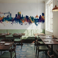 Newport Wales Skyline Blue & Bronze Mural Wallpaper - room preview 04