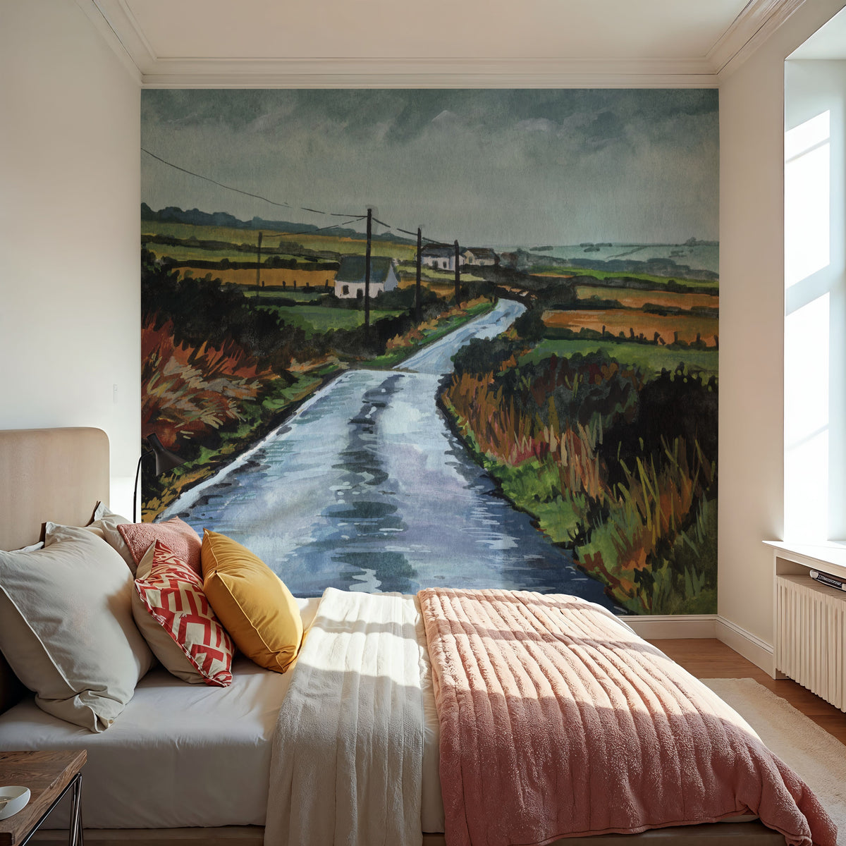 Rainy Back Road Mural Wallpaper - room preview 04