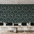 Swirl, White on Dark Foliage Mural Wallpaper - room preview 04